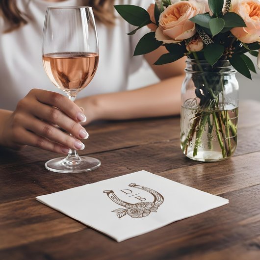 Rustic Western Horseshoe Custom Monogram Wedding Serviette