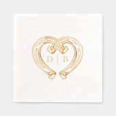 Rustic Western Horseshoe Heart Monogram Wedding Servietten Mit Folie (Vorderseite)