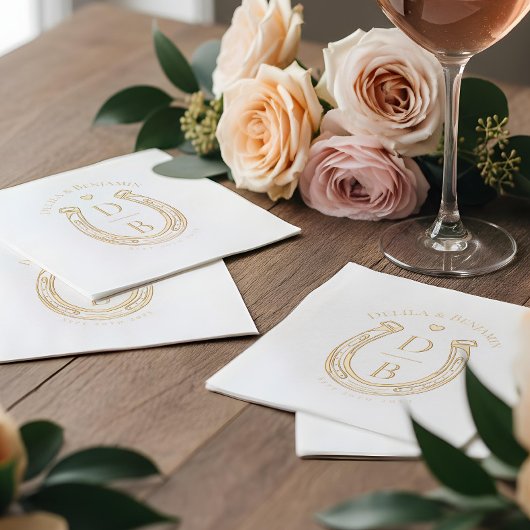 Rustic Western Horseshoe Love Monogram Wedding Servietten Mit Folie
