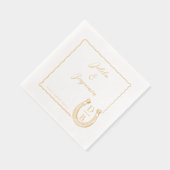Rustic Western Horseshoe Name & Monogram Wedding Servietten Mit Folie (Rechts)