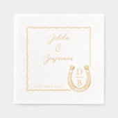 Rustic Western Horseshoe Name & Monogram Wedding Servietten Mit Folie (Vorderseite)