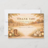 Rustic Western Meadow Wedding Dankeskarte (Vorderseite)