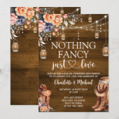 Rustic Western Nothing Fancy Just Love Wedding Einladung (Vorne/Hinten)
