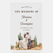 Rustic Western Ranch Country Wedding Willkommensze Acrylschild (Vorderseite)