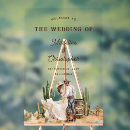 Rustic Western Ranch Country Wedding Willkommensze Acrylschild