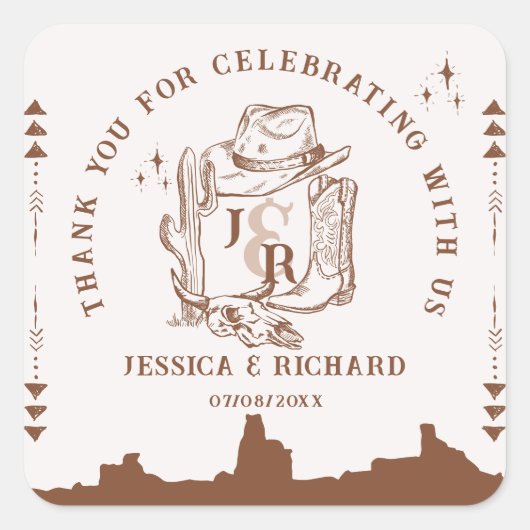 Rustic Western Ranch Farm Barn Cowboy Vielen Dank Quadratischer Aufkleber (Vorderseite)