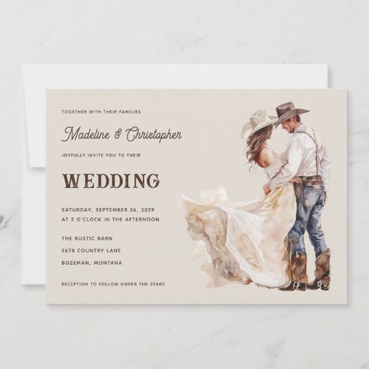 Rustic Western Ranch Hochzeit Einladung (Vorderseite)