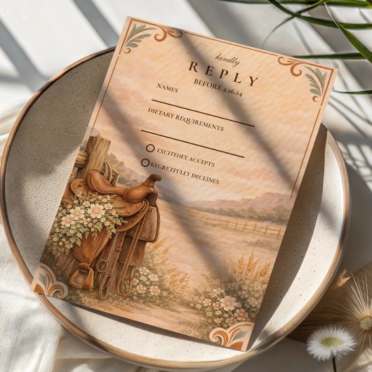 Rustic Western Ranch Wedding RSVP Karte