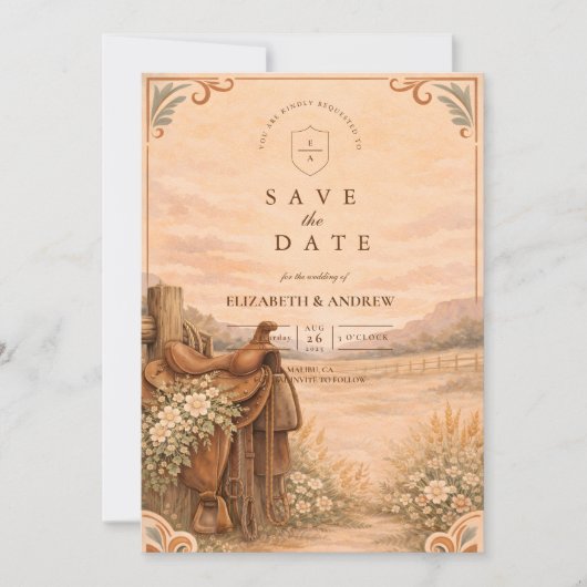 Rustic Western Ranch Wedding Save The Date (Vorderseite)