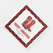 Rustic Western Red Black Tartan Holiday Napkins Serviette (Ecke)