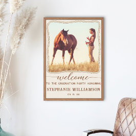 Rustic Western Rope Photo Frame Party Welcome Poster