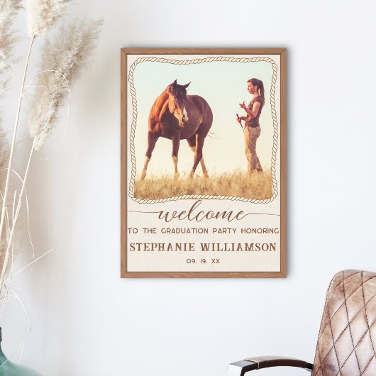 Rustic Western Rope Photo Frame Party Welcome Poster