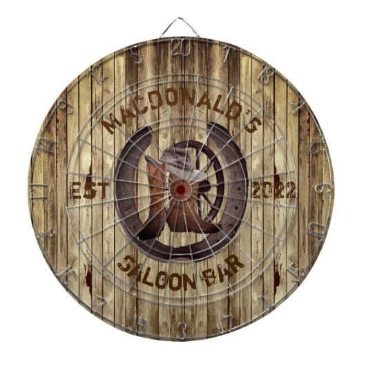 Rustic western saloon bar dart board dartscheibe (vorne)