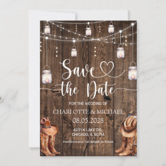 Rustic Western Save the Date Wedding Einladung