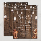 Rustic Western Save the Date Wedding Einladung (Vorne/Hinten)