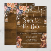Rustic Western Save the Date Wedding Einladung (Vorne/Hinten)