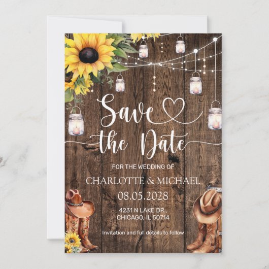 Rustic Western Save the Date Wedding Einladung (Vorderseite)