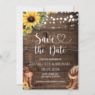 Rustic Western Save the Date Wedding Einladung