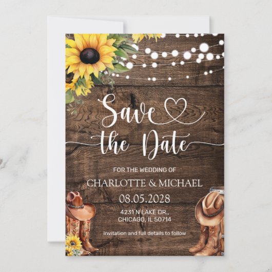 Rustic Western Save the Date Wedding Einladung (Vorderseite)