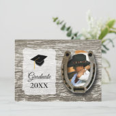 Rustic Western-style with Photo Graduation Einladung (Stehend Vorderseite)