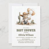 Rustic Western Teddy Bear Baby Shower Invitation Einladung (Vorderseite)