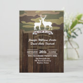 Rustic Western The Hunt Is Over Camouflage Wedding Einladung (Stehend Vorderseite)