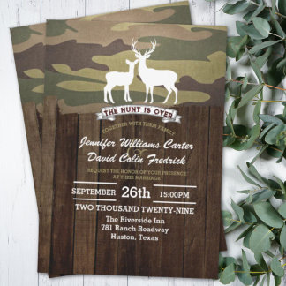 Rustic Western The Hunt Is Over Camouflage Wedding Einladung