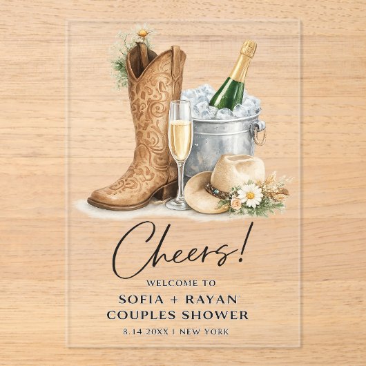 Rustic Western Wedding Invitation Acryleinladungen (Vorderseite)