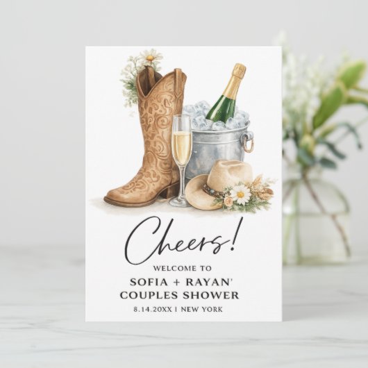 Rustic Western Wedding Invitation Einladung (Stehend Vorderseite)