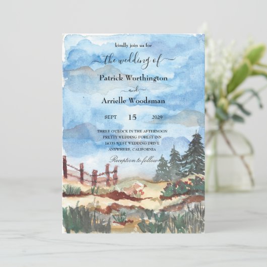 rustic western wedding invitations einladung (Stehend Vorderseite)