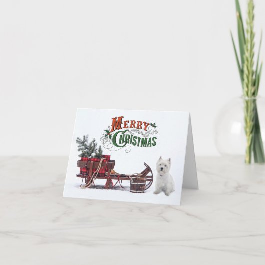 Rustic Westie Christmas Karte (Vorderseite)