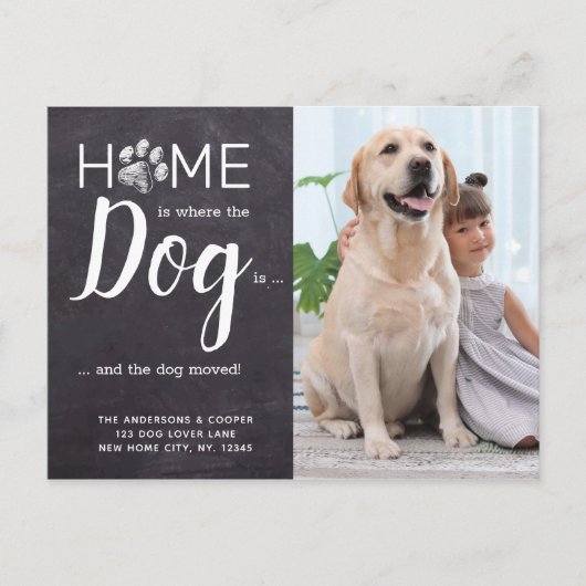 Rustic Weve bewegte neue Adresse Foto-Hund-Bewegun Ankündigungspostkarte (Vorderseite)