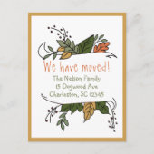 Rustic Whimsical Herbst Neue Adresse Ankündigungspostkarte (Vorderseite)