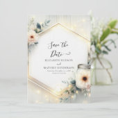 Rustic Whimsical Mason Jar Wedding Save The Date (Stehend Vorderseite)
