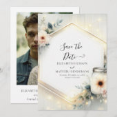 Rustic Whimsical Mason Jar Wedding Save The Date (Vorne/Hinten)