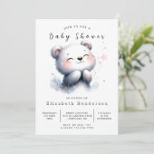 Rustic Whimsy Bear Baby Dusche Einladung (Stehend Vorderseite)