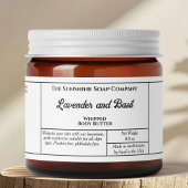 Rustic white body butter or cosmetics jar label wasserflaschenetikett