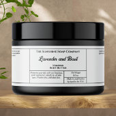 Rustic white body butter or cosmetics jar label wasserflaschenetikett