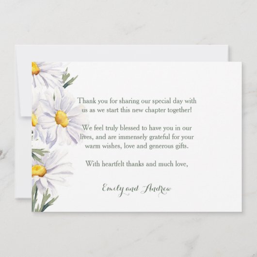 Rustic White Daisies Wedding Dankeschön Card Dankeskarte (Rückseite)