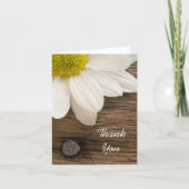 Rustic White Daisy und Brown Barn Wood Vielen Dank Dankeskarte (Vorderseite)