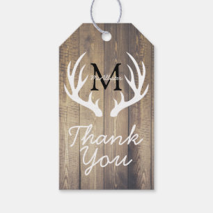 Rustic White Deer Antlers & Barn Wood Vielen Dank Geschenkanhänger