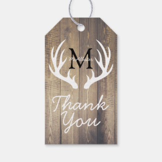 Rustic White Deer Antlers & Barn Wood Vielen Dank Geschenkanhänger