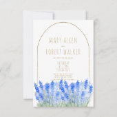 Rustic white gold lavender blue floral wedding einladung (Vorderseite)
