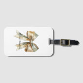 Rustic White Green Gold Bow Personalized Gepäckanhänger (Vorderseite (Horizontal))