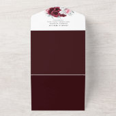 Rustic White Maroon Rose Floral Wedding All In One Einladung (Außenbereich)