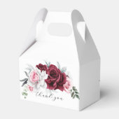 Rustic White Maroon Rose Floral Wedding Geschenkschachtel (Rückseite)