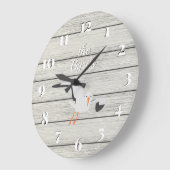 Rustic White Painted Board Coastal Seagull Große Wanduhr (Winkel)