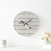 Rustic White Painted Board Coastal Seagull Große Wanduhr (Zuhause)
