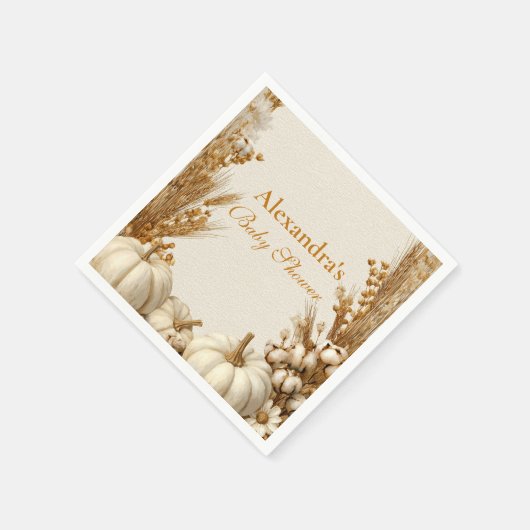 Rustic White Pumpkin Baby Dusche Serviette (Ecke)