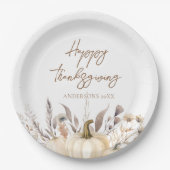 Rustic White Pumpkin Thanksgiving Pappteller (Vorderseite)